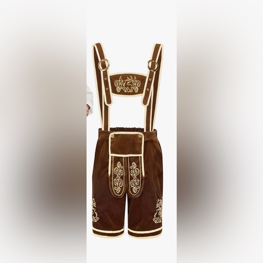 Men's Brown Lederhosen Shorts Oktoberfest XXL NWOT Suit Only Costume German